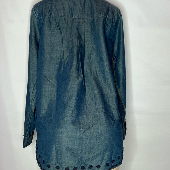 TANTRUMS EMBROIDERED V NECK JEWELED BIN LONG SLEEVE SHIRT MED - Picture 3 of 4